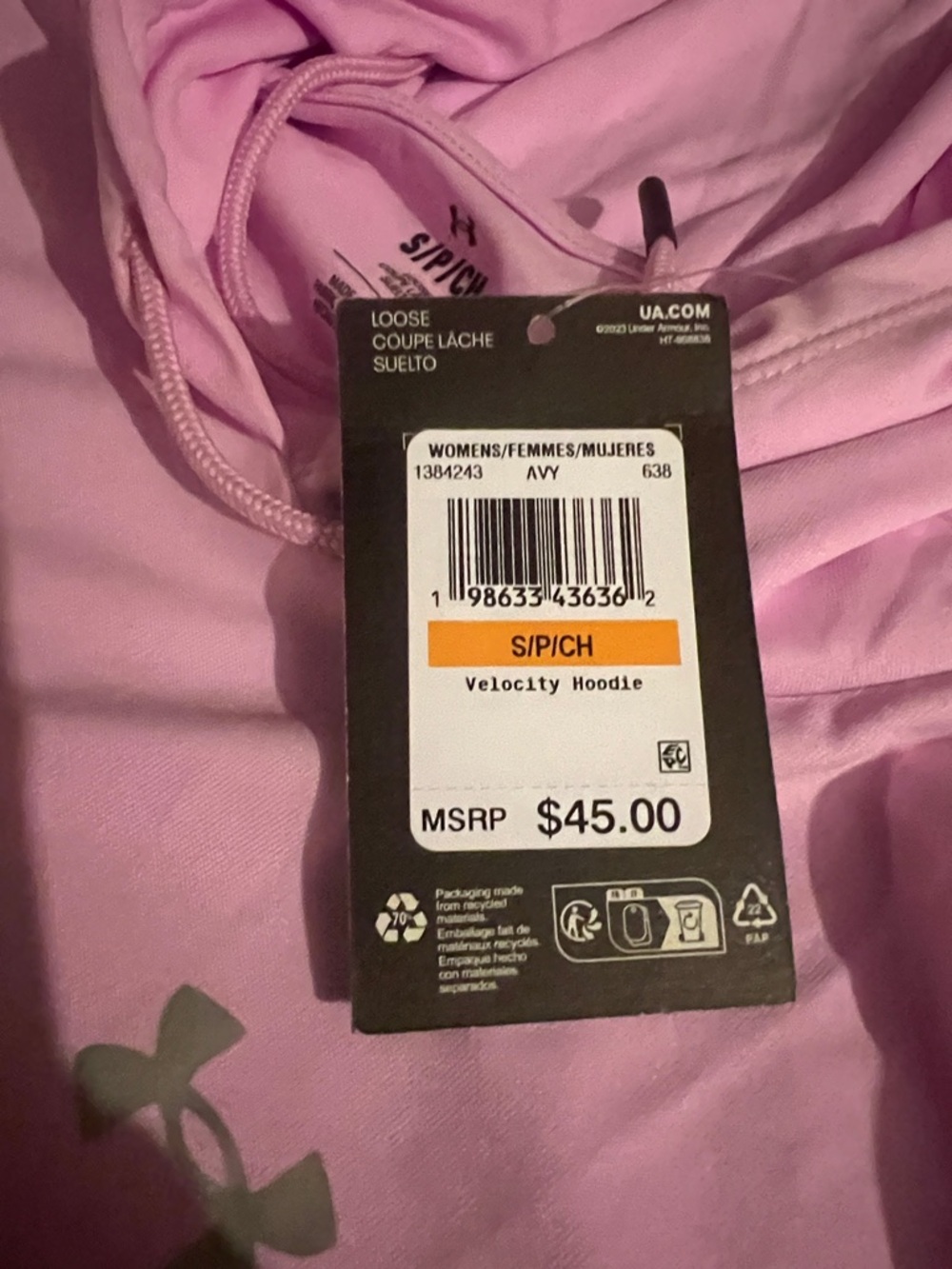 Under Armour Light Pink Performance Hooded Pullover - Picture 4 of 6
